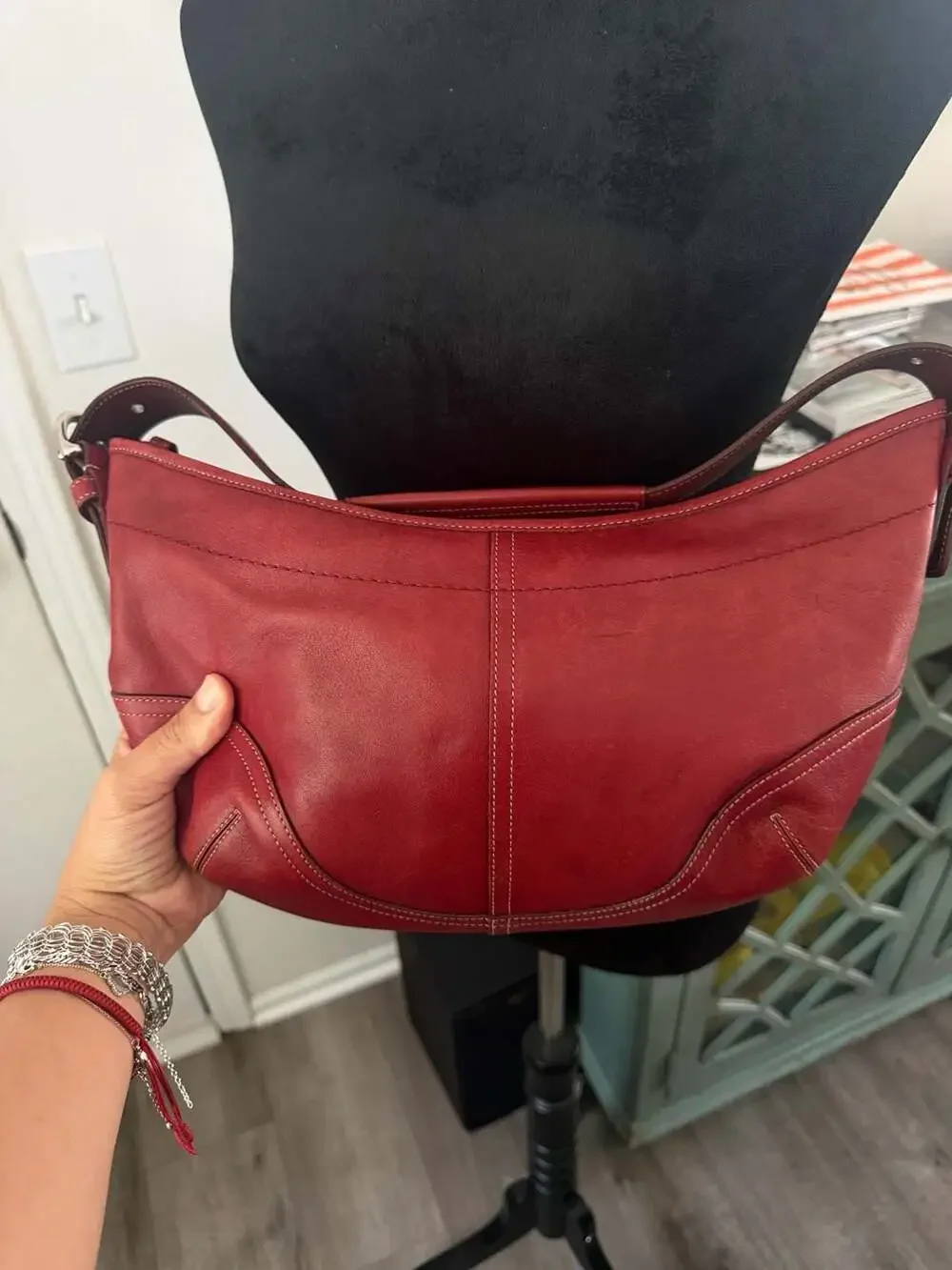 Coach Red Leather Soho Buckle Flap Shoulder Bag Hobo Bag